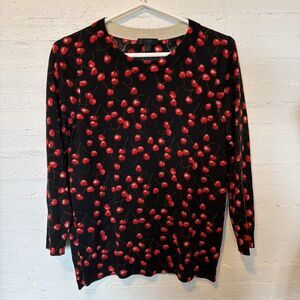 Cherry Print Y2K Cottagecore Coquette J. Crew 100% Merino Wool Sweater M
